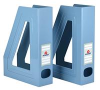Acrimet Magazine File Holder, Vertical Desk Organizer, Solid Blue, 2 Pack