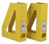 Acrimet Magazine File Holder - Vertical Rack for Documents, Folders and Mail, Durable Plastic Desk Organizer for Office & Home, Yellow (2 Pack)