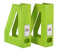 Acrimet Magazine File Holder - Vertical Rack for Documents, Folders and Mail, Durable Plastic Desk Organizer for Office & Home, Green Citrus (2 Pack)