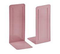 Acrimet Metal Bookends, Jumbo Size 23 cm H x 10 cm W x 11,5 cm D, Non-Skid Book Stand for Shelves, Heavy Duty Book Stopper, Pink, 1 Pair