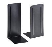 Acrimet Metal Bookends, Jumbo Size 23 cm H x 10 cm W x 11,5 cm D, Non-Skid Book Stand for Shelves, Heavy Duty Book Stopper, Black, 1 Pair