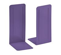 Acrimet Metal Bookends, Jumbo Size 23 cm H x 10 cm W x 11,5 cm D, Non-Skid Book Stand for Shelves, Heavy Duty Book Stopper, Purple, 1 Pair