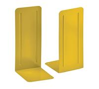 Acrimet Metal Bookends, Jumbo Size 23 cm H x 10 cm W x 11,5 cm D, Non-Skid Book Stand for Shelves, Heavy Duty Book Stopper, Yellow, 1 Pair