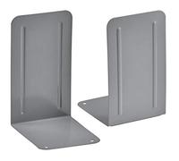 Acrimet Metal Bookends, Non-Skid Book Stand for Shelves, Heavy Duty Book Stopper, 17,5 cm H x 10 cm W x 11,5 cm D, Silver, 1 Pair