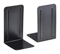 Acrimet Metal Bookends, Non-Skid Book Stand for Shelves, Heavy Duty Book Stopper, 17,5 cm H x 10 cm W x 11,5 cm D, Black, 1 Pair
