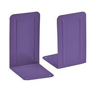 Acrimet Metal Bookends, Non-Skid Book Stand for Shelves, Heavy Duty Book Stopper, 17,5 cm H x 10 cm W x 11,5 cm D, Purple, 1 Pair