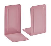 Acrimet Metal Bookends, Non-Skid Book Stand for Shelves, Heavy Duty Book Stopper, 17,5 cm H x 10 cm W x 11,5 cm D, Pink, 1 Pair