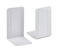 Acrimet Metal Bookends, Non-Skid Book Stand for Shelves, Heavy Duty Book Stopper, 17,5 cm H x 10 cm W x 11,5 cm D, White, 1 Pair