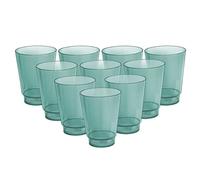 Acrimet Plastic Cup, Reusable, 10oz | 300ml, Tumbler Water, Machine Washable, Stackable Beverage Tumblers, Drinking Cup, Shatterproof, Durable (Green Color) (Set of 10)