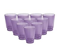 Acrimet Plastic Cup, Reusable, 10oz | 300ml, Tumbler Water, Machine Washable, Stackable Beverage Tumblers, Drinking Cup, Shatterproof, Durable (Purple Color) (Set of 10)