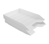 Acrimet Stackable Letter Tray, 2 Tier Front Load Desktop File Organizer, A4 Letter Size, Plastic, White