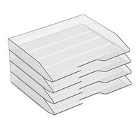 Acrimet Stackable Letter Tray 4 Tier Side Load, Plastic, Desktop File Organizer (Clear Crystal Color)