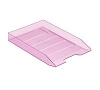 Acrimet Stackable Letter Tray Front Load, Letter Size, Plastic, Clear Pink Color, 1 Unit