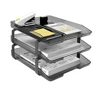 Acrimet Traditional 3 Tier Letter Tray, Front Load Design, A4 Letter Size, Desktop Organizer (Plastic) (Smoke Color)