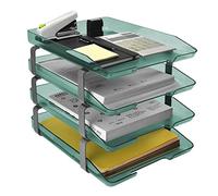 Acrimet Traditional Letter Tray 4 Tiers Front Load Design (Clear Green)