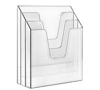 Acrimet Vertical Triple File Folder Holder Organizer, File Sorter (Plastic) (Clear Crystal Color)