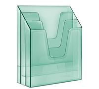 Acrimet Vertical Triple File Folder Holder Organizer, File Sorter (Plastic) (Clear Green Color)