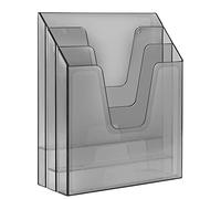 Acrimet Vertical Triple File Folder Holder Organizer, File Sorter (Plastic) (Clear Grey Color)