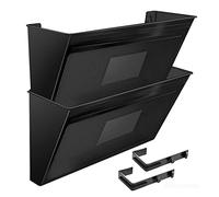 Acrimet Wall Mount Pocket File Organizer Holder Modular Letter Size A4 Plastic (Hangers Included) (Black Color) (2 Pack)