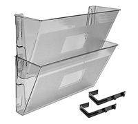Acrimet Wall Mount Pocket File Organizer Holder Modular Letter Size A4 Plastic (Hangers Included) (Clear Grey Color) (2 Pack)