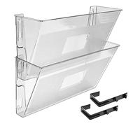 Acrimet Wall Mount Pocket File Organizer Holder Modular Letter Size A4 Plastic (Hangers Included) (Clear Crystal Color) (2 Pack)