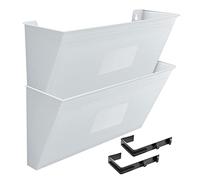 Acrimet Wall Mount Pocket File Organizer Holder Modular Letter Size A4 Plastic (Hangers Included) (White Color) (2 Pack)