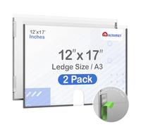 Acrimet Wall Mount Sign Holder Ledger Size A3, Clear Crystal Plastic with Self Adhesive on the back, Perfect for Displaying in Office, Restaurant, School, Home (2 pack)