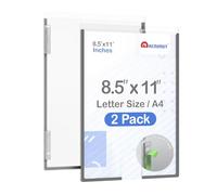 Acrimet Wall Mount Sign Holder Letter Size A4, Clear Crystal Plastic with Self Adhesive on The Back, Perfect for Displaying in Office, Restaurant, School, Home (2 Pack)