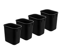 Acrimet Wastebasket, Deskside Bin, 3.25 Gallon/13 Quart/ 12 Liter (Plastic) (Black Color) (Set of 4)