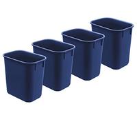 Acrimet Wastebasket, Deskside Bin, 3.25 Gallon/13 Quart/ 12 Liter (Plastic) (Blue Color) (Set of 4)
