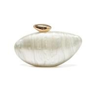 AcrMkSto Acrylic Clutch Purses for Women Formal,Pearl White Marbled Shell Evening Bags For Party,Wedding, Prom, Banquet, White, M