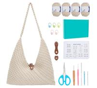 ACRNIGHEET Crochet Kit for Beginners, Tote Bag, Knitting Kit with Crochet Yarn and Hooks, Boho Craft Kits, Gift for Adults, with Step by Step Video Instruction, Tutorial Crochet Starter Kit