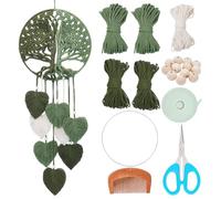 ACRNIGHEET DIY Macrame Kit for Adults Beginners Handmade Green Leaves Tree of Life DIY Boho Macrame Wall Hanging Ornaments with Macrame Supplies Macrame Wall Hanging Kit for Home Decor