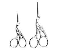 Acronde 2PCS Vintage Stork Shape Sewing Scissors Stainless Steel Tailor Scissors Sharp Sewing Shears for Embroidery, Craft, Art Work & Everyday Use (Silver)