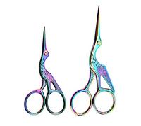 Acronde 2PCS Vintage Stork Shape Sewing Scissors Stainless Steel Tailor Scissors Sharp Sewing Shears for Embroidery, Sewing, Craft, Art Work & Everyday Use (Colorful)