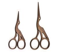 Acronde 2PCS Vintage Stork Shape Sewing Scissors Stainless Steel Tailor Scissors Sharp Sewing Shears for Embroidery, Sewing, Craft, Art Work & Everyday Use (Brown)