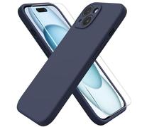 ACRONIX for iPhone 15 Case 6.1" with 1 x Screen Protector, Silky-Soft Touch Liquid Silicone Shockproof Rubber Cases Comprehensive Protection Cover for iPhone 15-Midnight Blue