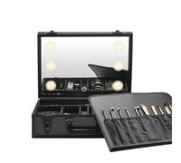Acronmers Large Capacity Makeup Bag with LED Mirror, Makeup Case Organizer with 3 Color Light Adjustable Brightness, Travel Make up Cosmetic Case for Women, Teens & Girls Gift(18 inches)