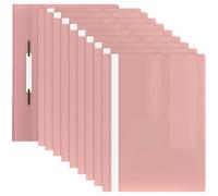 ACROPAQ - 10 x Presentation folders A4 - Transparent Cover, Plastic folders A4 for Upto 70 Pages, Pastel Pink - A4 Plastic folders, A4 Project Folder