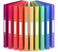 ACROPAQ - 10x Ring Binders A4 - Flexible A4 Folder Files for 100 Pages, Binders with 2 Rings, Spine Width 2.5 cm, Northern Lights ‘Nature’ Color Collection - Slim Binder, School Folder, Plastic Folder