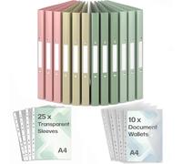 ACROPAQ - 12 x A4 Ring Binder - Includes 10 x Document Pockets, 25 x Transparent Pockets and 12 x Spine Labels, With 2 Rings, Spine Width 2.5 cm, Earth, "Nature" Colour Collection - Ring Binder, Ring