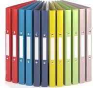 ACROPAQ - 12 x Ring Binder A4 - Flexible A4 Folder Files for 100 Pages, Binders with 2 Rings, Spine Width 2.5 cm, Summer 'Nature' Color Collection - Slim Binder, School Folder, Plastic Folder