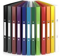 ACROPAQ - 12 x Ring Binder A4 - Flexible A4 Folder Files for 100 Pages, Binders with 2 Rings, Spine Width 2.5 cm, Color Arch 'Nature' Color Collection - Slim Binder, School Folder, Plastic Folder