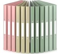 ACROPAQ - 12 x Ring Binder A4 - Flexible A4 Folder Files for 100 Pages, Binders with 2 Rings, Spine Width 2.5 cm, Earth ‘Nature' Color Collection - Slim Binder, School Folder, Plastic Folder