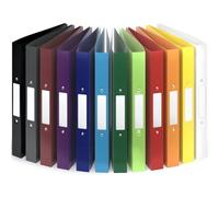 ACROPAQ - 12 x Ring Binder A4 - Flexible A4 Folder Files for 200 Pages, Binders with 2 Rings, Spine Width 3.5 cm, Color Arch 'Nature' Color Collection - Slim Binder, School Folder, Plastic Folder