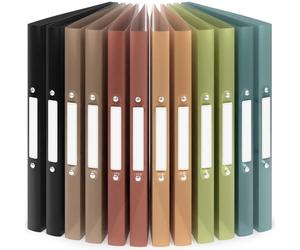 ACROPAQ - 12 x Ring Binder A4 - with 2 Rings 16mm, Upto 100 Pages, Spine Width 2.5cm, Water, 'Nature' Color Collection, with Spine Labels - Plastic Folders, Folders for Paperwork A4