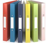 ACROPAQ - 6 x Ring Binder A4 - Flexible A4 Folder Files for 200 Pages, Binders with 2 Rings, Spine Width 3.5 cm, Summer 'Nature' Color Collection - Slim Binder, School Folder, Plastic Folder