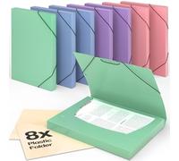 ACROPAQ - 8 x Elastic Document Box File A4 - Upto 200 Pages, Spine Width 3cm, Elastic Closure, Wind, 'Nature' Color Collection - Document Folders, Folders for Paperwork A4, Pastel Folders