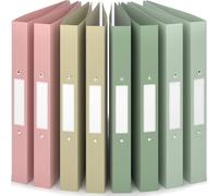 ACROPAQ - 8 x Ring Binder A4 - Flexible A4 Folder Files for 200 Pages, Binders with 2 Rings, Spine Width 3.5 cm, Earth ‘Nature’ Color Collection - Slim Binder, School Folder, Plastic Folder