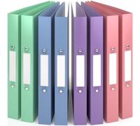 ACROPAQ - 8 x Ring Binder A4 - Flexible A4 Folder Files for 200 Pages, Binders with 2 Rings, Spine Width 3.5 cm, Wind 'Nature' Color Collection - Slim Binder, School Folder, Plastic Folder